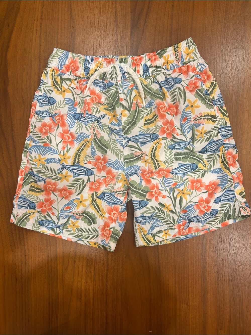 J.Crew CREWCUTS Swimwear Boys Size 6 Floral Fish Print Swim Trunks Board Shorts